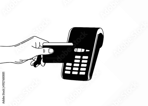 Hand inserting credit card into payment terminal for transaction