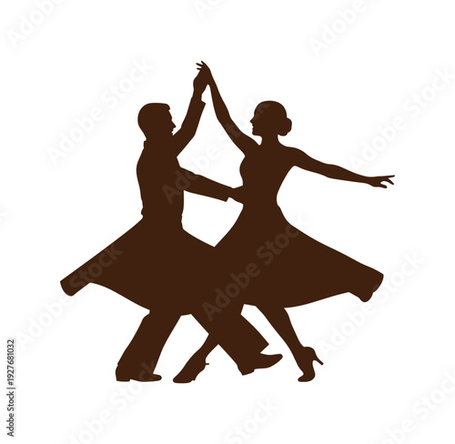 silhouette of a man and woman ballroom dancing together in a graceful pose