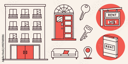 Illustrations of various aspects of healthcare and medical services Vector