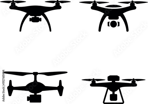 Drone Icons Quadcopter Camera Aerial Vehicle vector