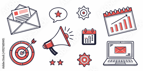 Assorted icons representing various activities and hobbies. Vector