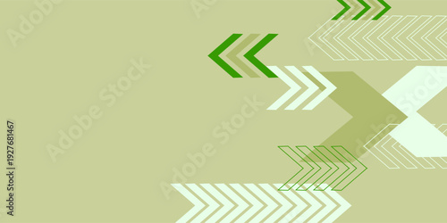 Eco-friendly technology backdrop: Contemporary green vector illustration with layered arrow icons representing sustainability, energy, and environmental movement.