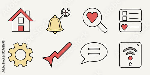 A collection of icons representing various services and functionalities. Vector