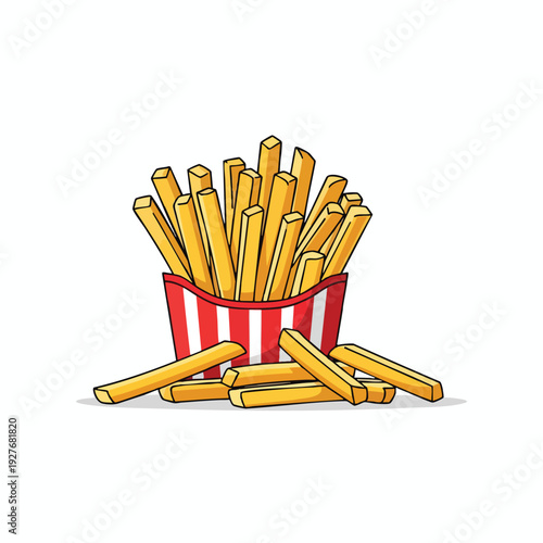 Delicious Crispy French Fries in Classic Red and White Container