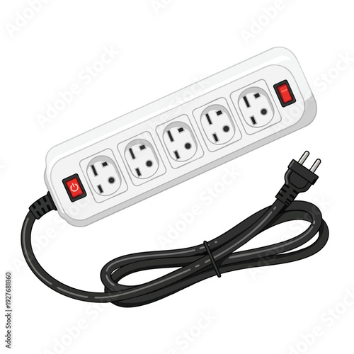 Power Strip with Multiple Outlets and Safety Switch for Home or Office Use