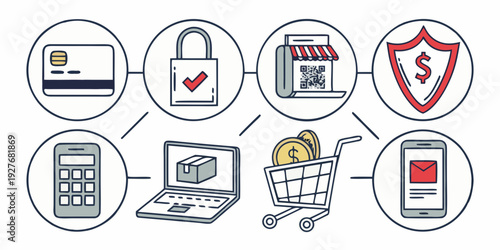 A visual representation of various cybersecurity measures and their importance in protecting digital data. Vector