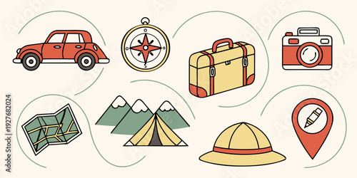 A diverse collection of icons representing various services and activities. Vector