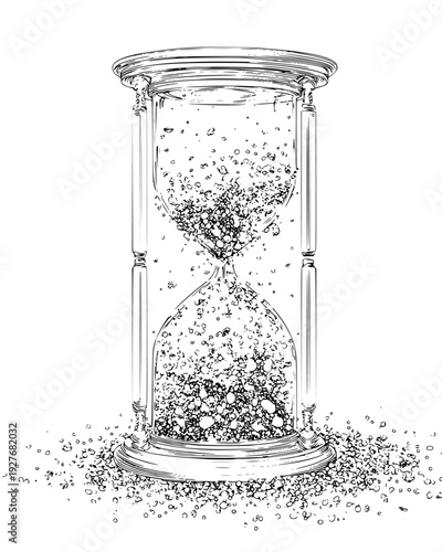 Clock where the numbers are floating bubbles in a glass chamber, vector design