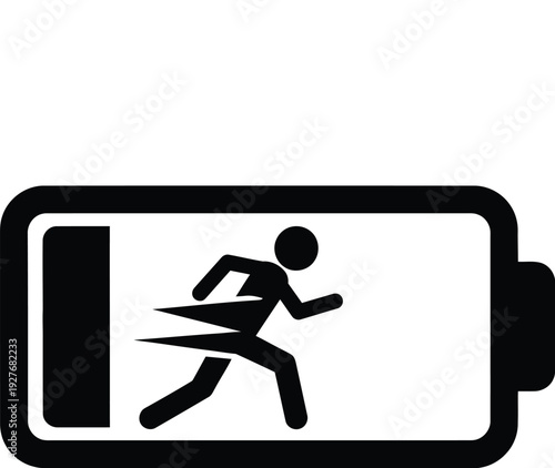 Low battery icon depicts a running person symbolizing energy depletion