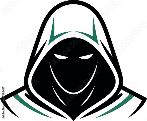 Menacing Hooded Face with Glowing Eyes and Smile hooded figure