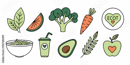 A vibrant illustration showcasing a variety of healthy foods and ingredients Vector