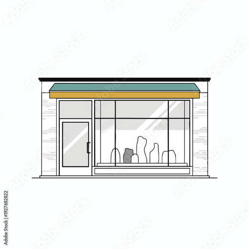 Modern Storefront with Large Glass Windows and Entry Door