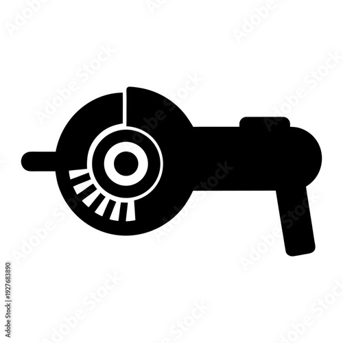 Power Tool Angle Grinder Black Solid Icon Design.