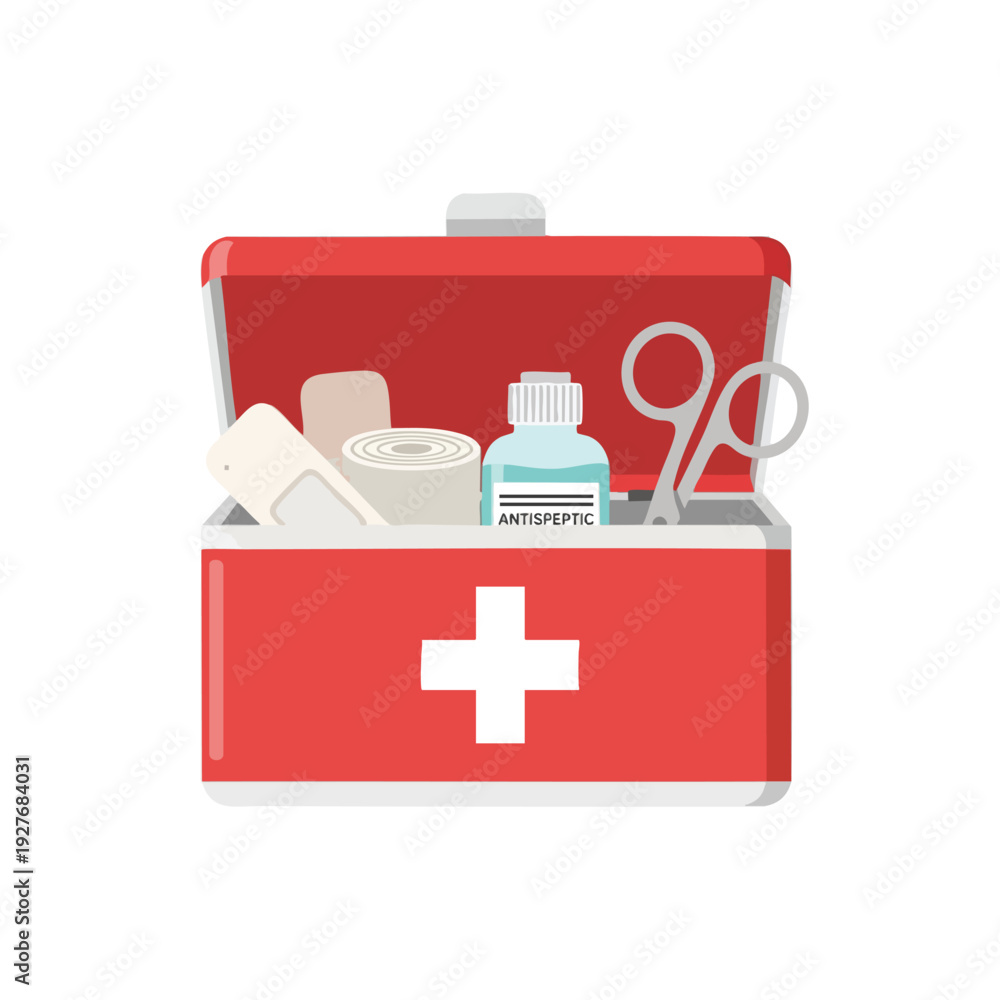 Obraz premium First Aid Kit with Medical Supplies for Emergency Preparedness