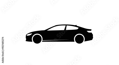 Black Car Silhouette Profile View Illustration.