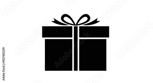 Black Gift Box with Ribbon Illustration 1.