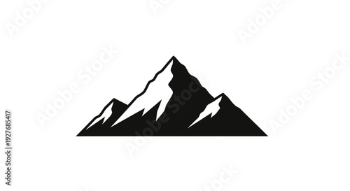 Black Silhouette of Mountain Peaks Illustration.