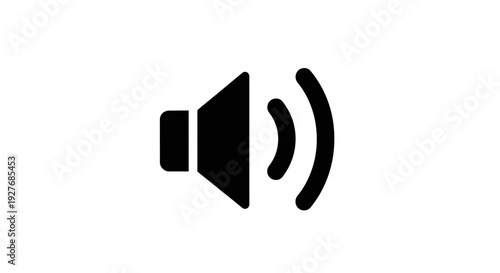 Black Speaker Icon Emitting Sound Waves.