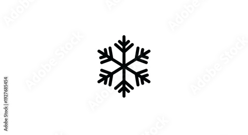Black Snowflake Icon on White Background.