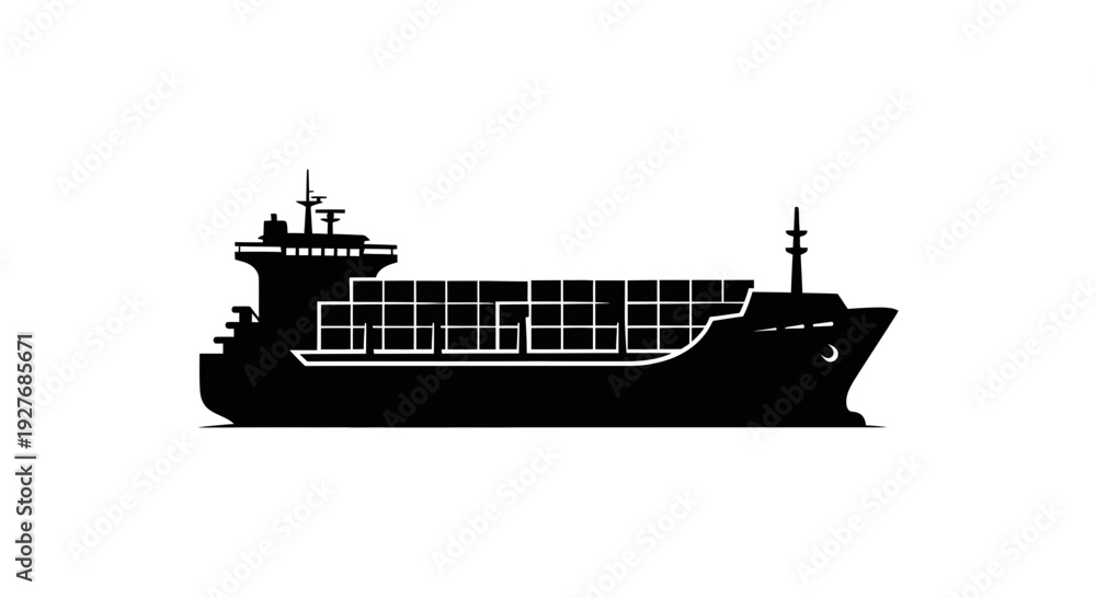Obraz premium Large Cargo Ship Silhouette Illustration.