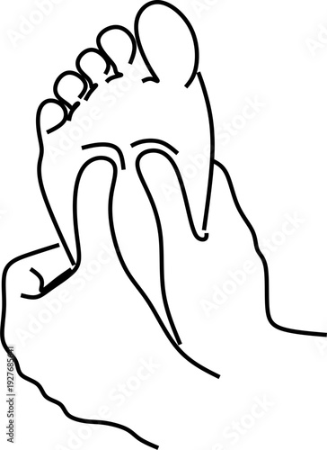 Vector illustration of foot massage, foot care concept, relaxing procedure for masseur, beautiful feet during massage for spa treatment advertising