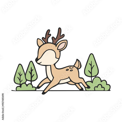 Cute Deer Cartoon Character Illustration