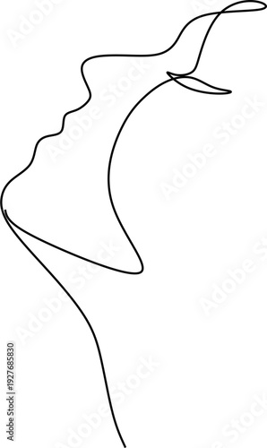 Abstract girl face continuous one line drawing minimalism design isolated on white background
