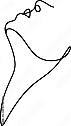 Abstract girl face continuous one line drawing minimalism design isolated on white background