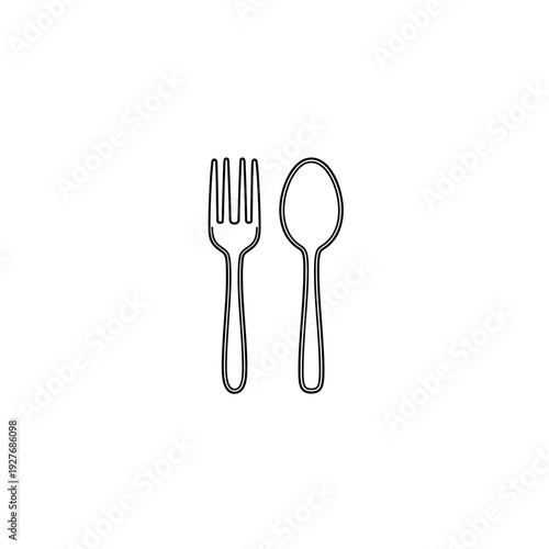 Sketched Fork and Spoon Utensil Icon Vector