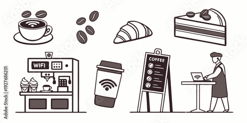 A woman in a kitchen preparing a variety of delicious baked goods Vector