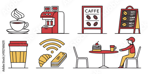 A delightful breakfast scene with various food items and kitchen appliances Vector