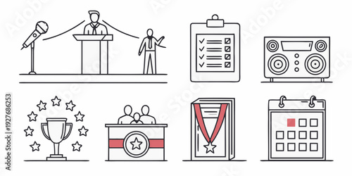 Illustrations of various symbols representing family, health, and safety concepts Vector