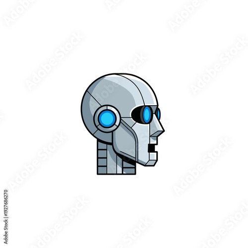 Futuristic Humanoid Robot Head Profile with Artificial Intelligence Theme