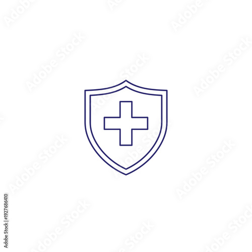 Medical Shield with Cross Icon for Health Protection and Safety