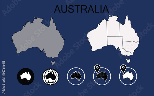 Australia map icons vector illustration for travel 