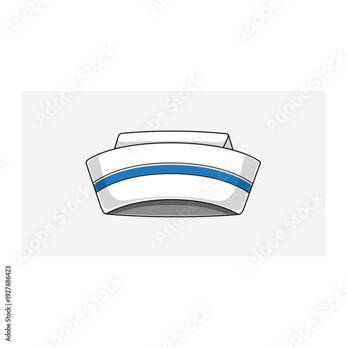 Traditional Nurse Cap Illustration with Blue Stripe