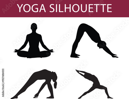 Woman Yoga silhouette Meditating, relax