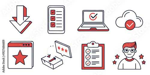 Assorted icons representing various office and communication activities Vector