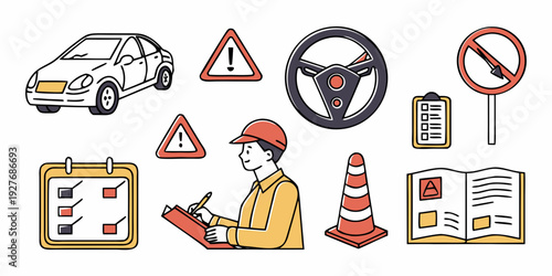 A diverse collection of road signs and symbols for traffic and safety guidance Vector
