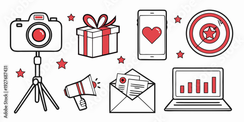 Illustrations of various objects representing celebration and festivity Vector