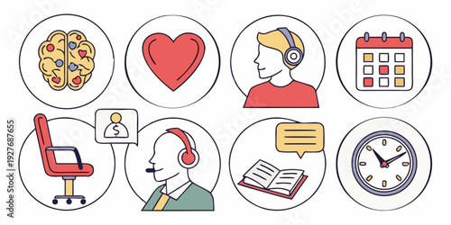 Assorted icons representing various activities and services Vector