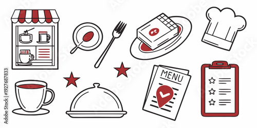 A collection of kitchen and cooking related icons and symbols. Vector