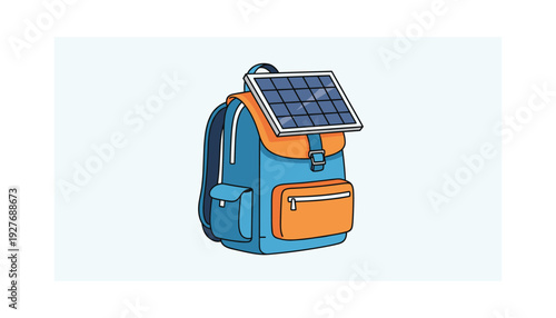 Solar powered backpack with orange accents and modern design