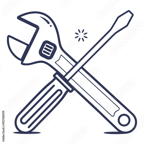 A wrench and a screwdriver crossed over each other