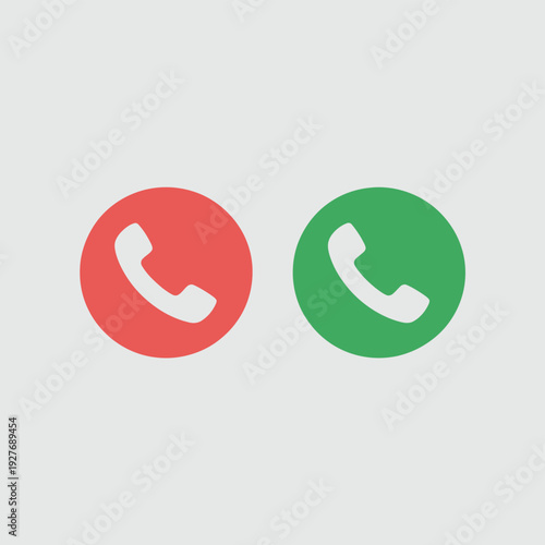 Red and green phone icons for call answer and decline