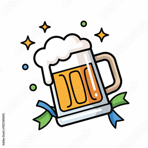 Illustration of Beer Mug with Foam.