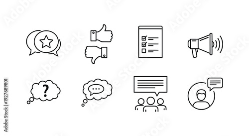 A collection of icons representing various forms of communication and interaction