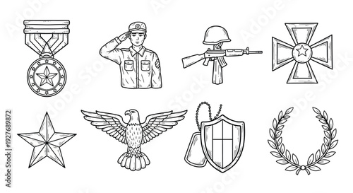 A collection of military and law enforcement symbols and icons