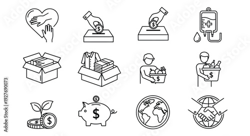 Illustrations of various financial and investment concepts and activities