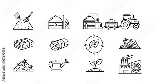 Illustration of farming activities and agricultural tools